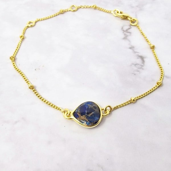 18ct Gold Vermeil Plated Adjustable Sapphire Bracelet