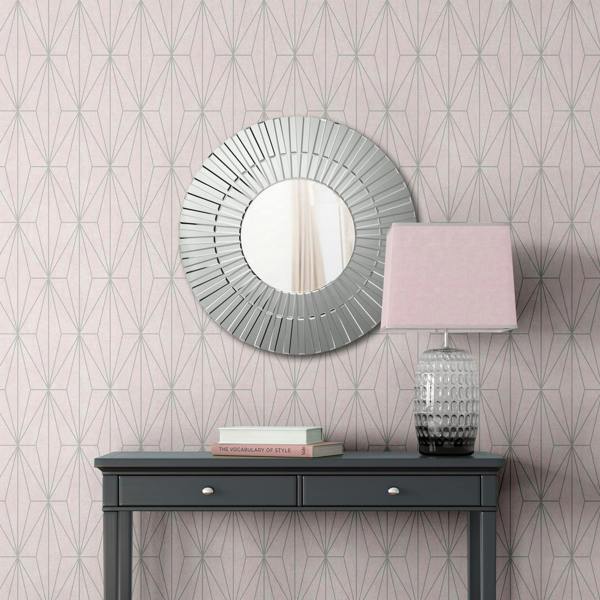 Darcy James Aspen Geo Pink & Silver Wallpaper image 7