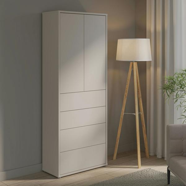 Furniture To Go Alice Springs Tall Storage Cabinet with Push-to-Open Doors & 4 Drawers in Sand
