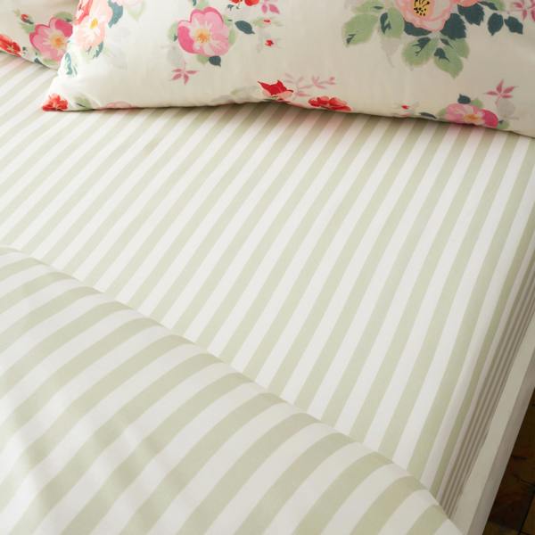Cath Kidston Canopy Stripe Cotton Fitted Sheet Green