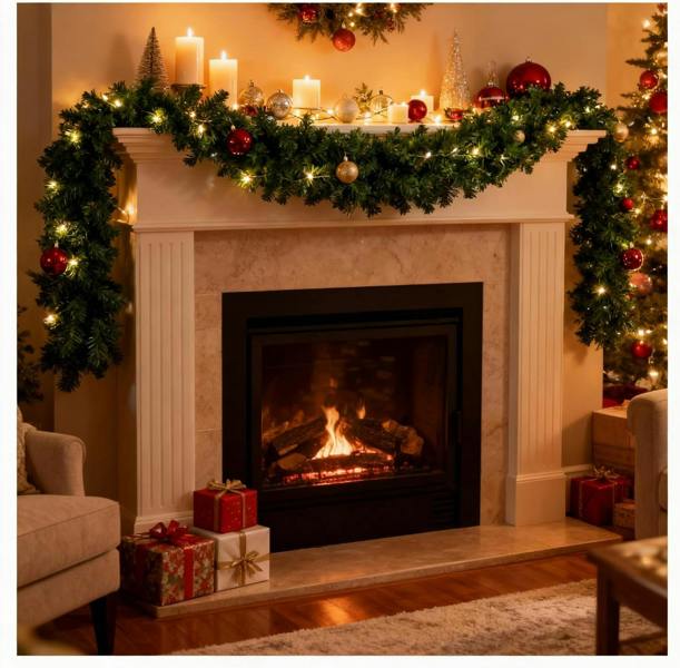2m Green Alaskan Pine Plain Christmas Garland for Indoor and Sheltered Outdoor Display image 4