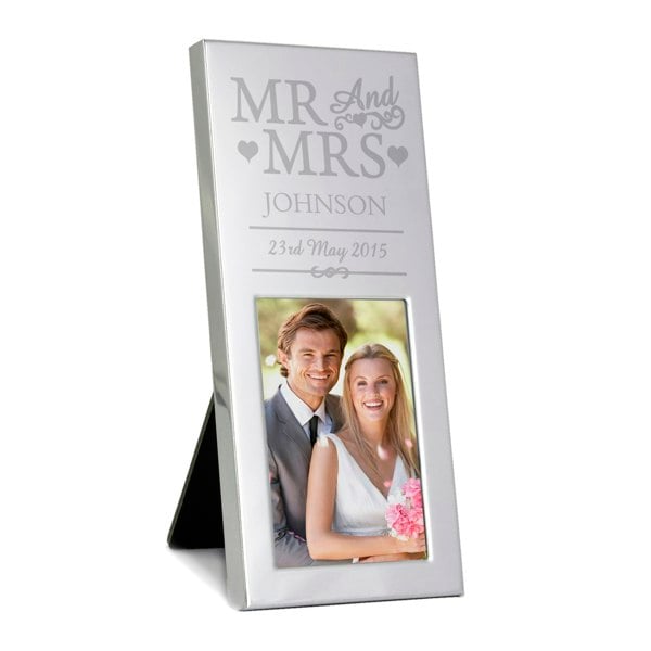 Personalised Memento Company Personalised Small Mr & Mrs 2x3 Silver Photo Frame