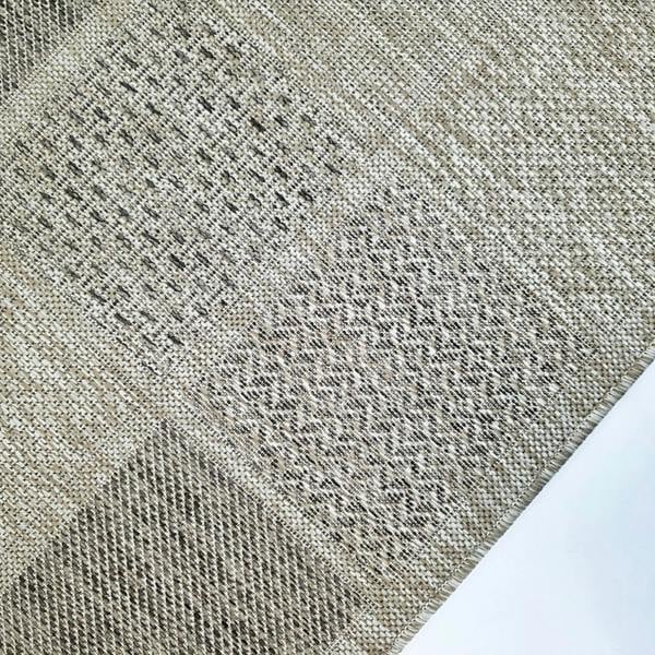 Non-Slip Beige Brown Rug Flat Weave Checkered Kitchen Dining Room Living Room Area Mat