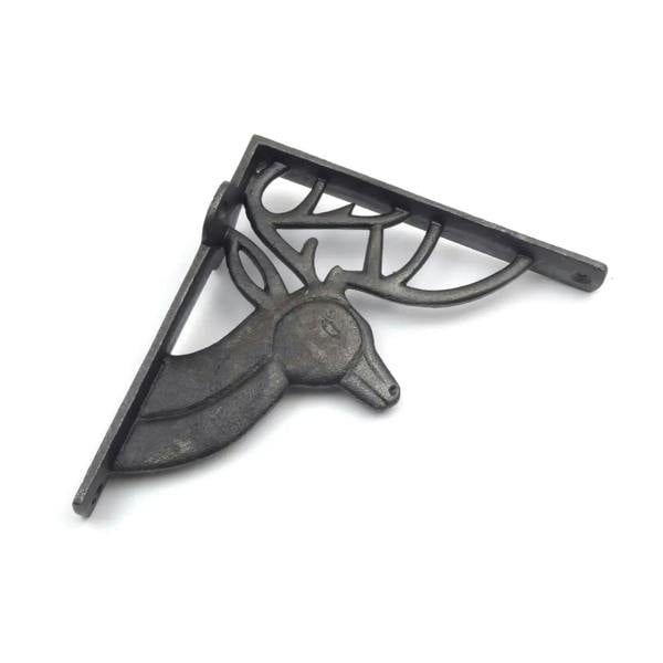 A Pair of Antique Cast Iron Deer Shelf Brackets - 150mm x 160mm