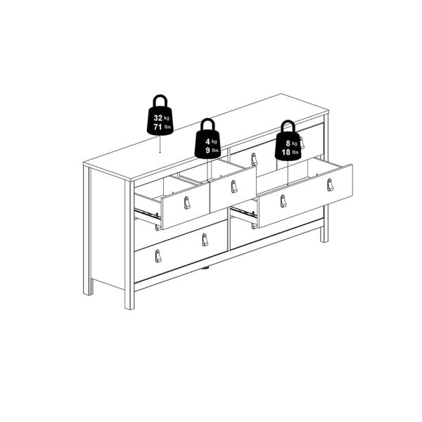 Wyld Haus Gossmere White Wooden Large Double Dresser 8 Drawers Silver Handles