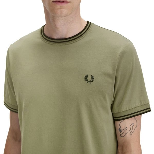 Fred Perry Twin Tipped T-Shirt Olive Mint/Night Green