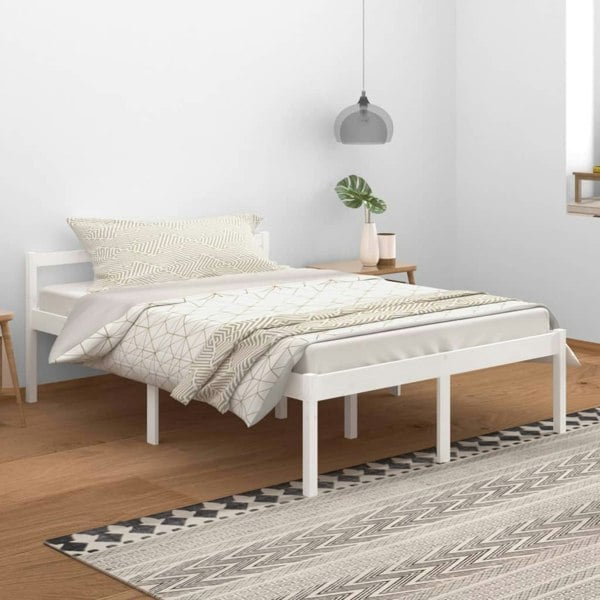 Berkfield Bed Frame White 140x200 cm Solid Wood Pine