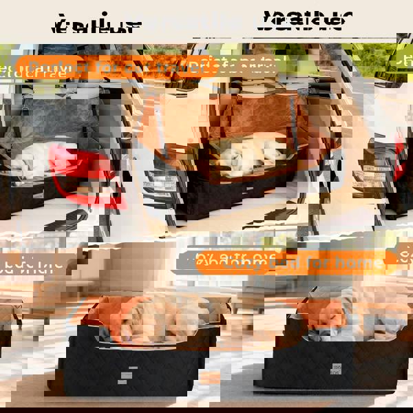 Skylos Dog Booster Car Seat Travel Carrier Bed Basket for Pet up to 100lbs Brown