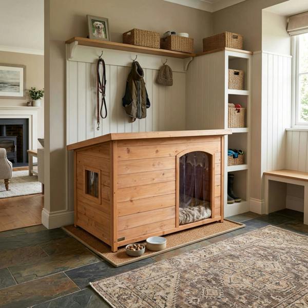 Samuel Alexander Large Wooden Indoor Dog House & Pet Den with Window