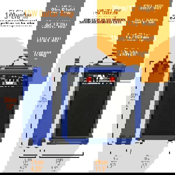 3rd Avenue 15 Watt Electric Guitar Amp#Colour_Blue