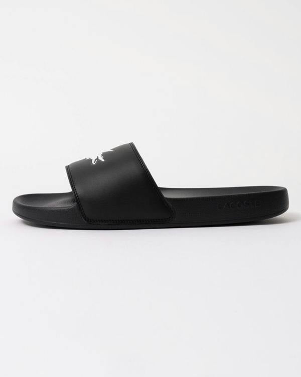 Lacoste Mens Serve Sliders - Black/White 312 - CHO - Designer Mens Sandals