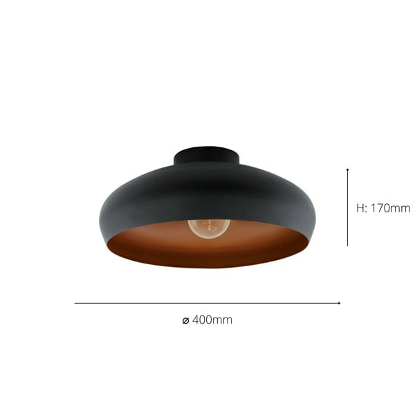 EGLO Mogano 1-Light Vintage Black And Copper Ceiling Light