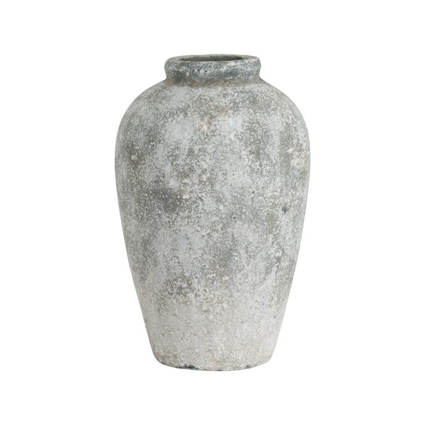 Hill Interiors Aged Stone Tall Ceramic Vase - Grey