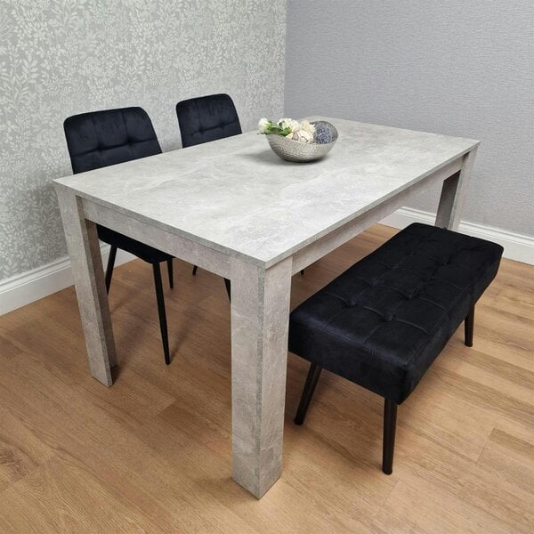 Kosy Koala Dining Table with 2 Black Velvet Chairs and 1 Black Velvet Bench Modern Dining Room Furniture Set