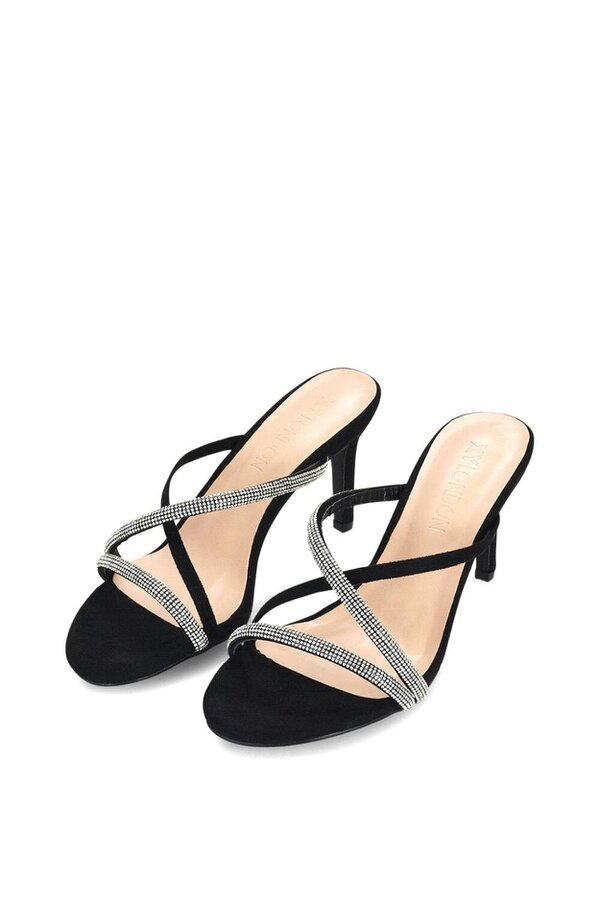 XY LONDON Diamante Cross Over Strappy Sandal Stiletto High Mule Heels