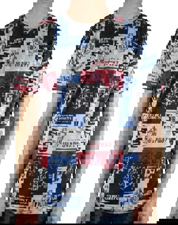 Harry Potter Mens Grey Hogwarts Houses Short Sleeved T-Shirt