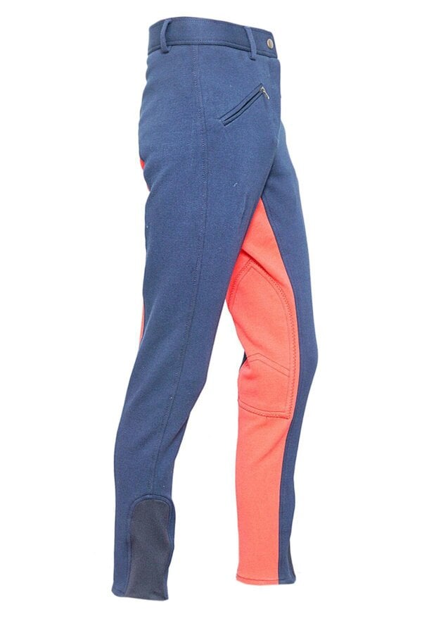 eQuitack Women's Stretchy Self Seat Horse Riding Jodhpurs Navy/Red