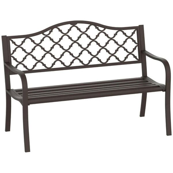 Antique Style Outdoor Cast Iron Front Porch Bench Path Chair Seat, Brown