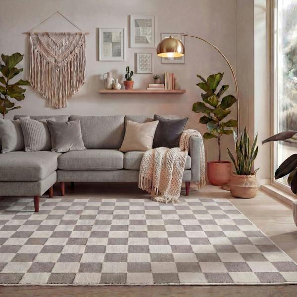 Loft Checkerboard Grey Rug, Underfloor heating.