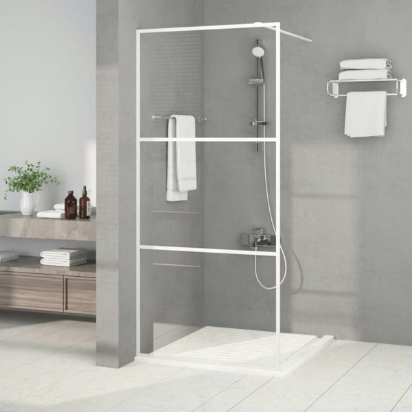 Berkfield Walk-in Shower Wall White 90x195 cm Clear ESG Glass