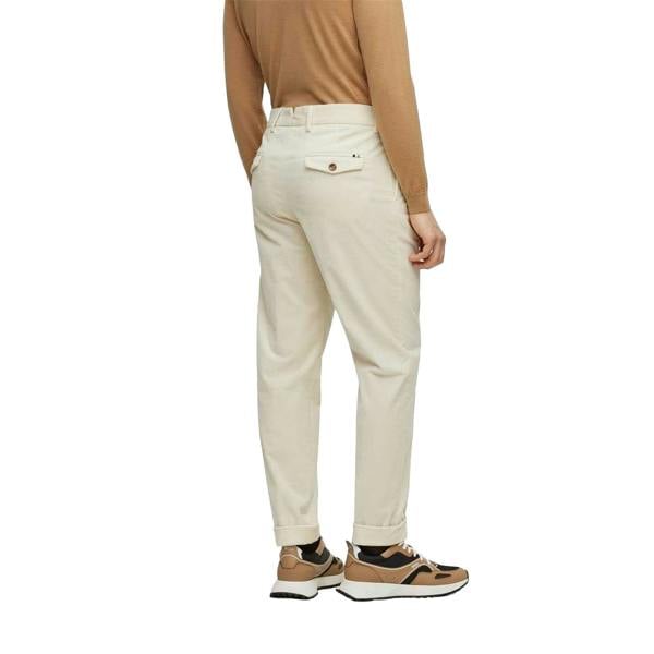 Boss Mens Perin Pleated Roll Up Trousers - White - 