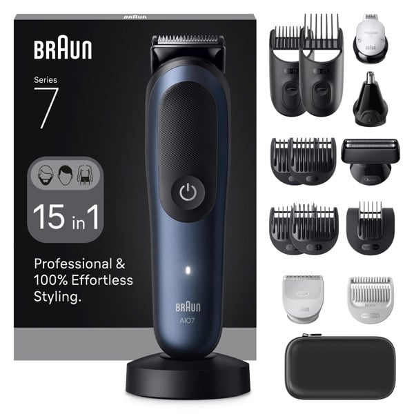 Braun All-in-One Series 7, AIO7580, 15-in-1 Grooming Kit - Blue