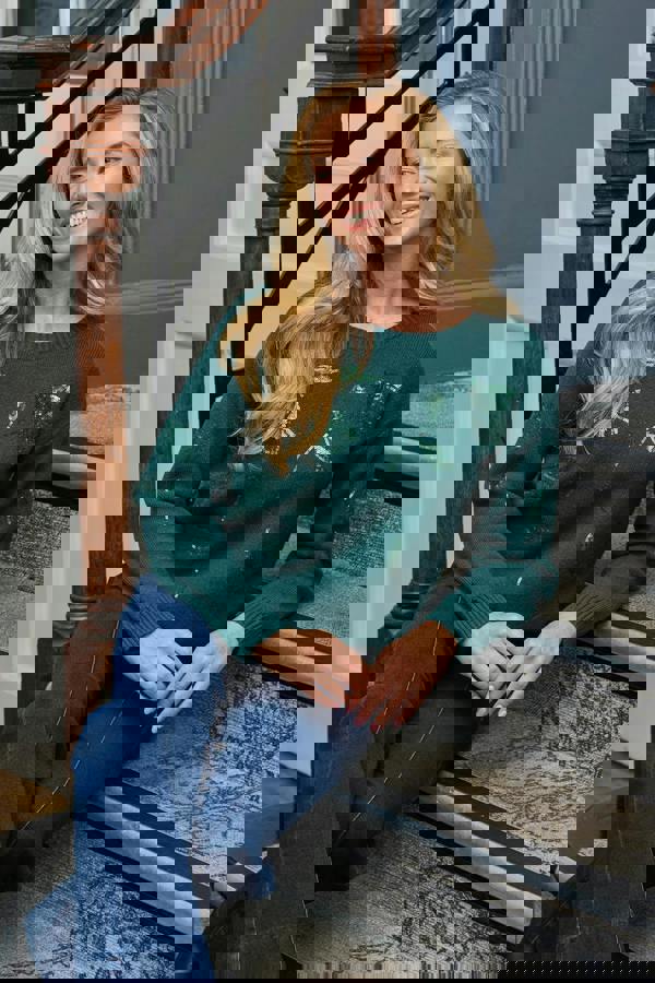 Flower Sequin Embellished Jumper