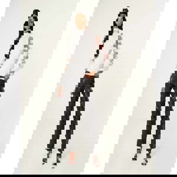 Blue Vanilla Turtle Neck Jumper With Mesh Polka Dot And Flower Detailed Sleeve