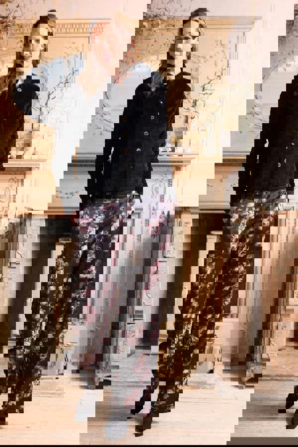 Rene Stretch Jumbo Cord Jacket Black | Lily and Me Clothing