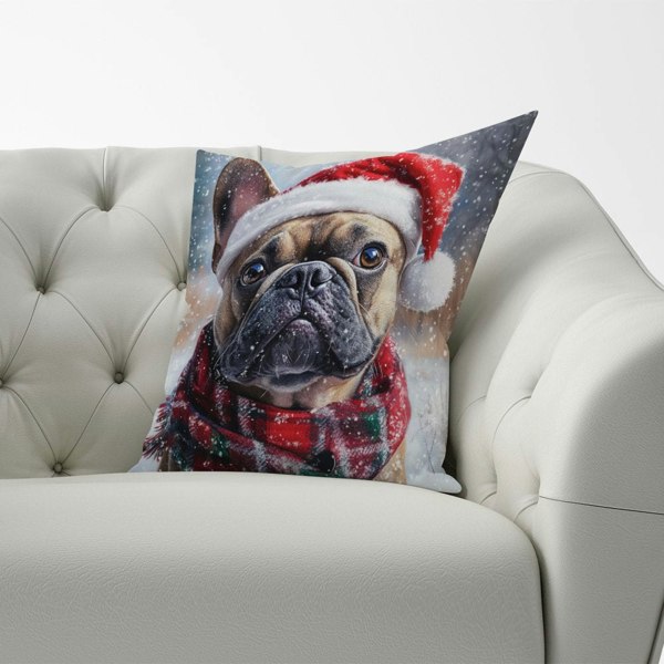 Warren Reed Christmas French Bulldog Cushion