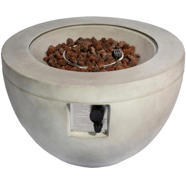 Homeology TABITI Light Grey Lavish Garden & Patio Gas Fire Pit with Stone Finish