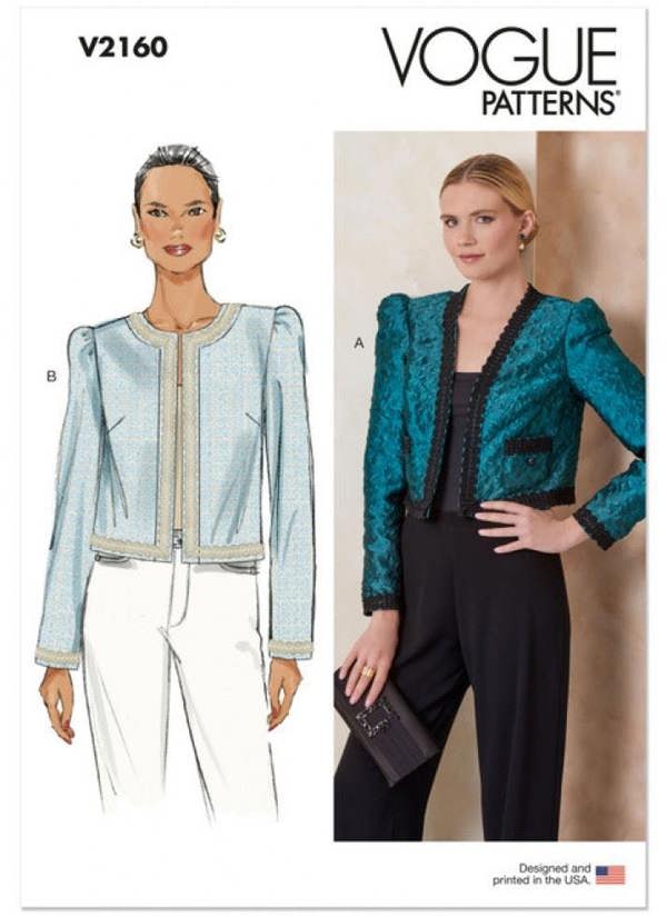 Vogue Sewing Pattern 2160, Jackets for Women, A7 (4-6-8-10-12-14-16) - Intermediate