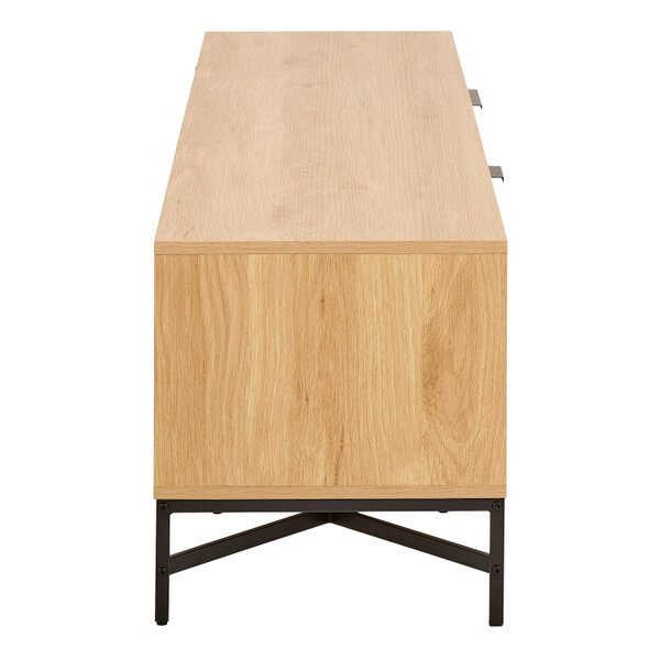 Wyld Haus Brisbane 176cm Slatted Wild Natural Oak TV Unit 3 Doors Black Metal Legs