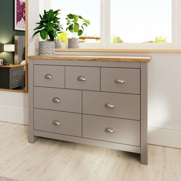 Timber Art Design Lisbon 7 Drawer Bedroom Chest of Drawers Storage Cabinet