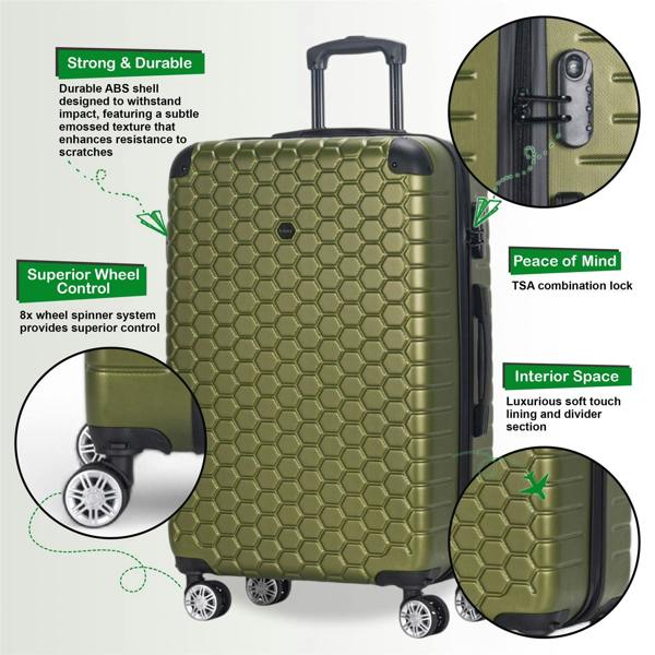 Eagle Luggage Hard Shell ABS 8 Wheel Luggage Travel Cabin Holiday Bags Suitcase Set