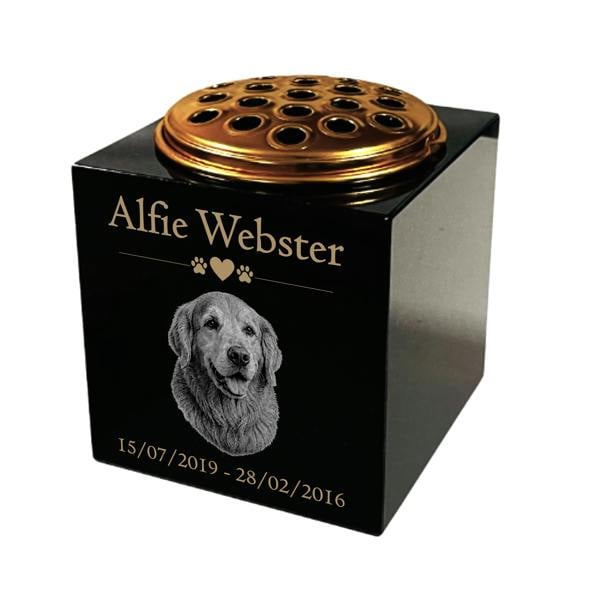 Memorials Direct Dog Memorial Granite Photo Vase