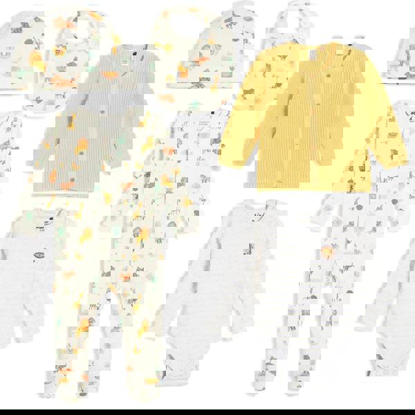 Mini Cuddles Baby Unisex 5pc Gift Set With Cardigan, Multicolour