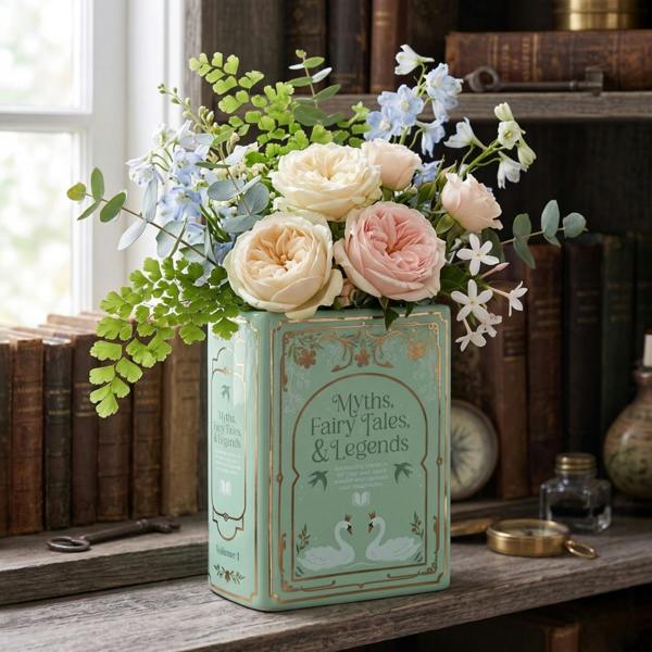 Kingsbury Gifts Myths & Fairy Tales Ceramic Book Flower Vase