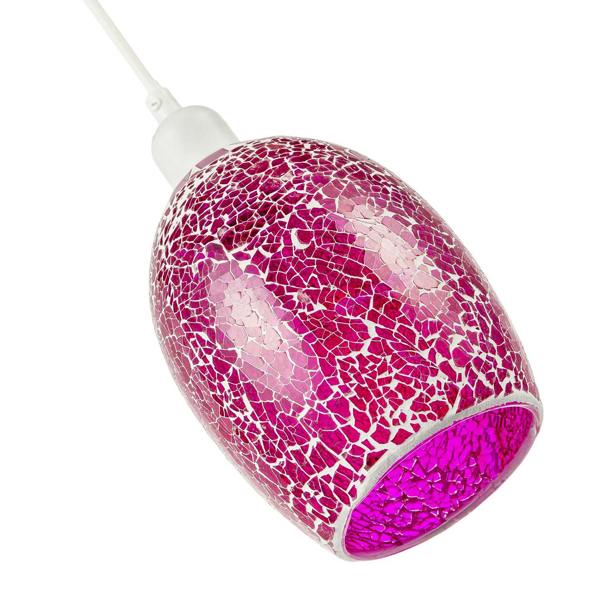 Vibrant Crackle Mosaic Glass Pendant Lighting Shade in Strong Magenta Image 5