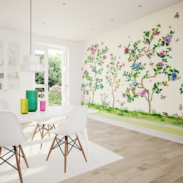 Origin Murals Oriental Flower Tree Wall Mural - Ivory