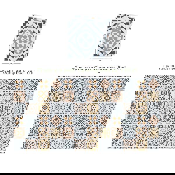 WT1504 - Azulejo Tiles Wall Stickers - 15 cm x 15 cm - 24 pcs.