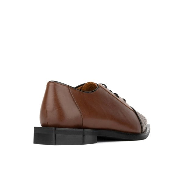 Embassy London Sloan - Brown & Snake - Women's Leather Oxford with Snakeskin toe