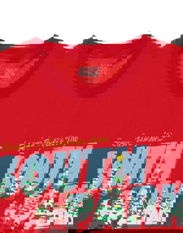 South Park Mens Red Season's Greetings Short Sleeved T-Shirt