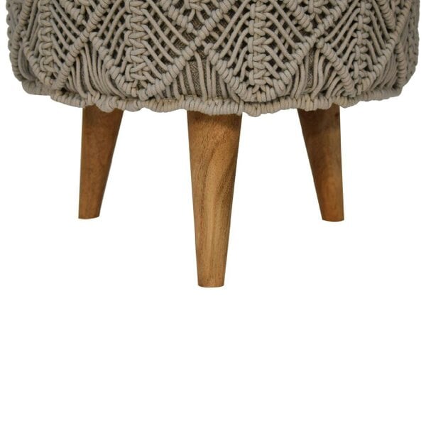 Wyld Haus Como Boho Cotton Crotchet Grey Footstool