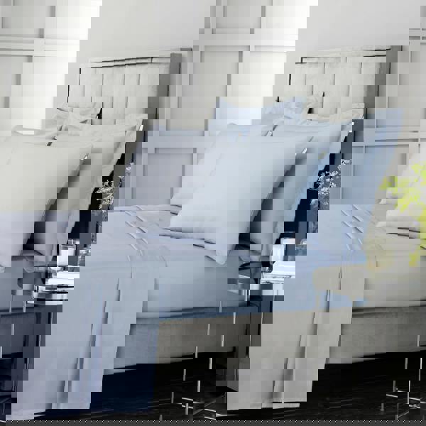 Bianca 400 Thread Count Cotton Sateen Fitted Sheet Blue