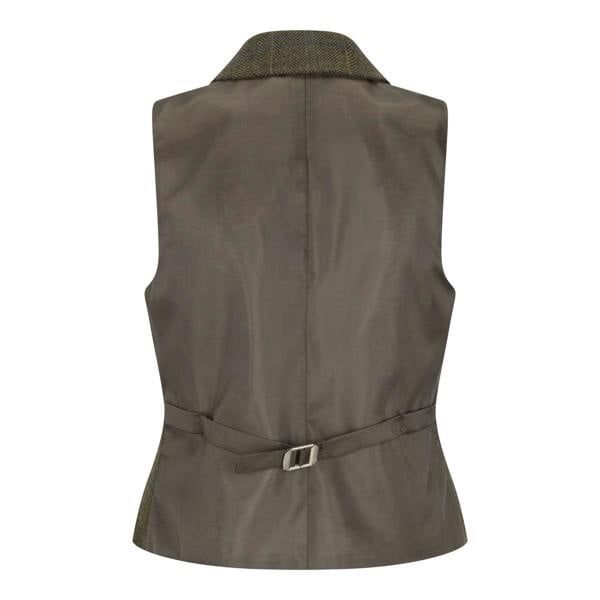 TruClothing Women's Olive Tailored Fit Tweed Waistcoat in Herringbone Check