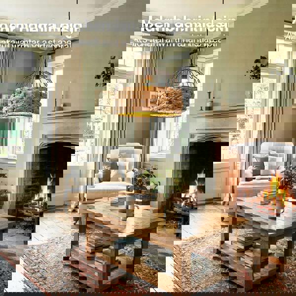 Emitto Modern Ceiling Pendant Light Shade Rattan Style Woven Lamp Shade 25cm