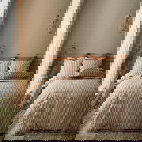 Pineapple Elephant Cotton Rich Woven Stripe Duvet Cover Set Clay
