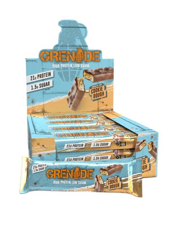 Grenade Protein Bars, Chocolate Chip Cookie Dough - 12 x 60g