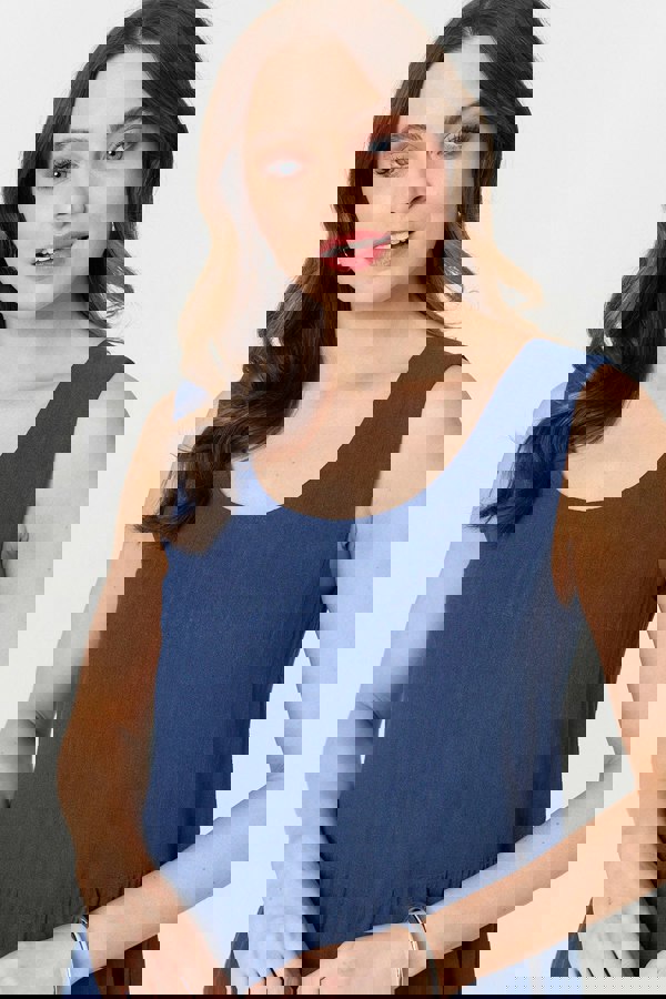 Indigo | Relaxed Sleeveless Wide Crop Jumpsuit
